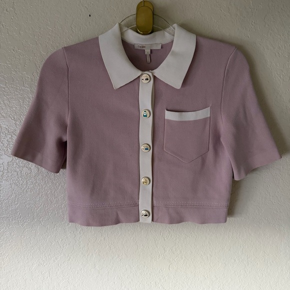 Maje Myshirt Cropped Short Sleeve Cardigan size S - Picture 13 of 13